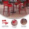 Emma and Oliver Rennes Armless Powder Coated Steel Stool with 2 Slat Back for Indoor-Outdoor Use